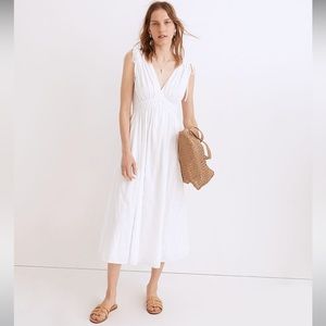 MADEWELL SMALL Sophia Smocked Midi Dress in Windowpane NF880